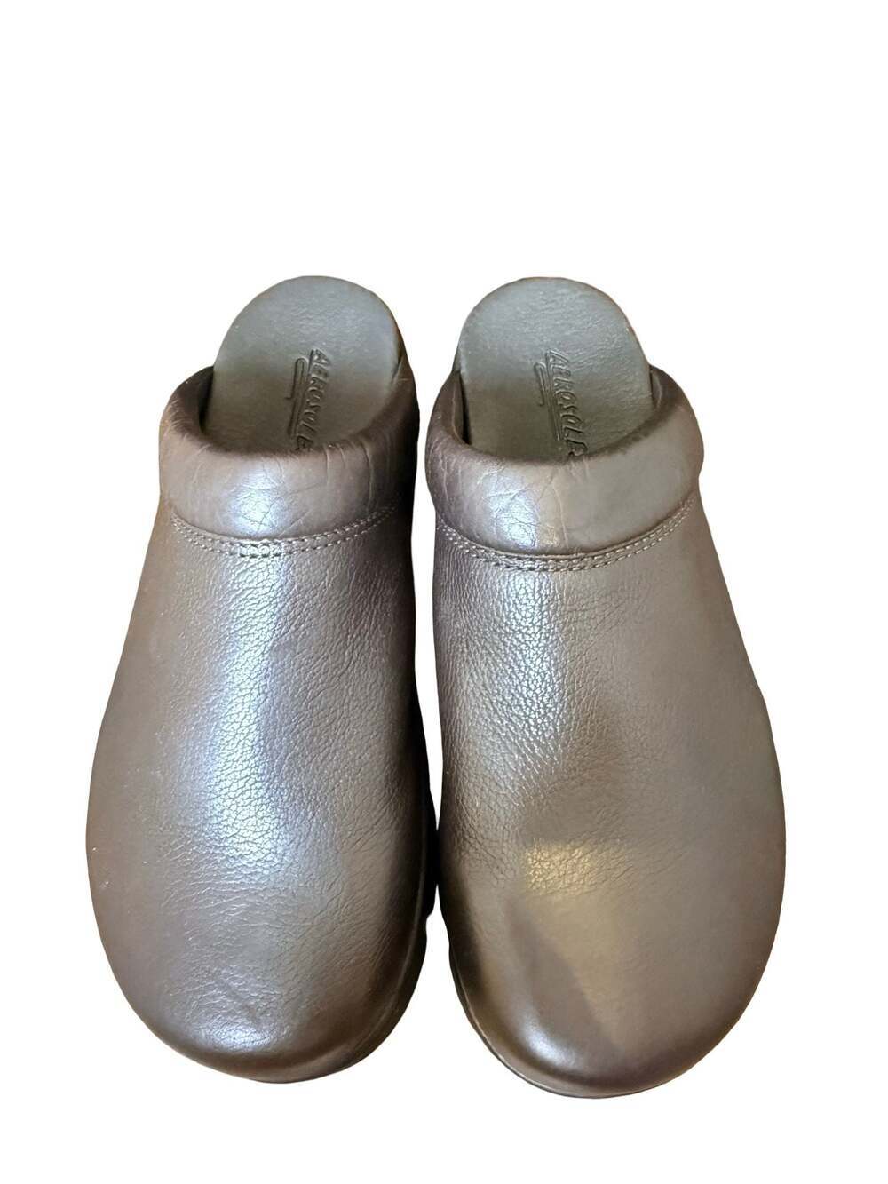Aerosoles Women’s Brown Leather Platform Slip On Clogs Mules Size 7.5